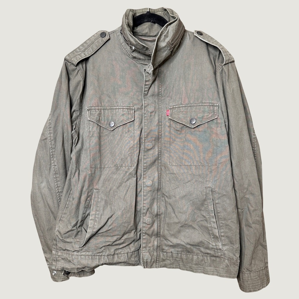 Levis Military Field Jacket Utility Coat Mens Olive Green Cotton Lg Relaxed Fit